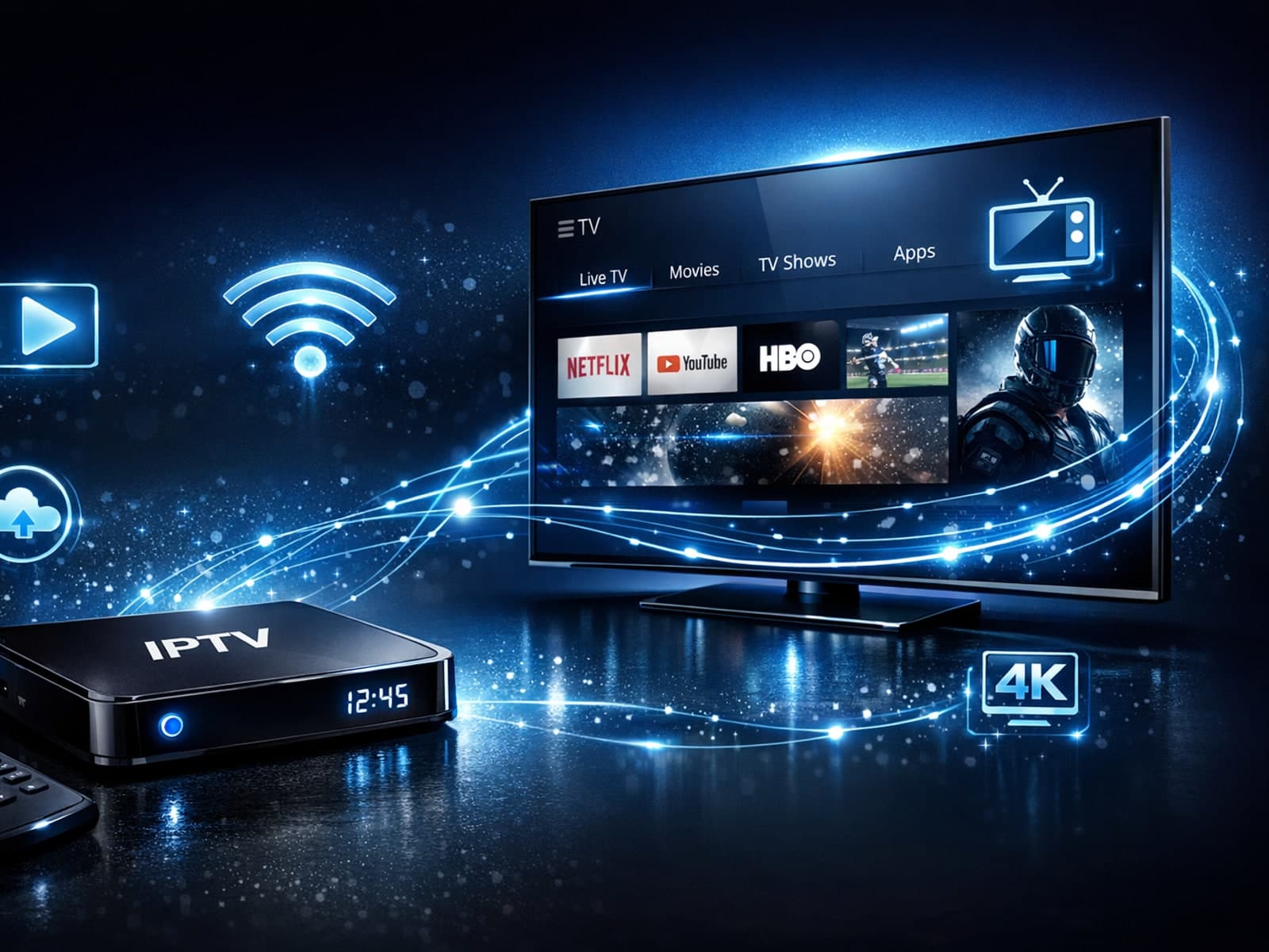 Smart TV and set-top box connected for IPTV streaming