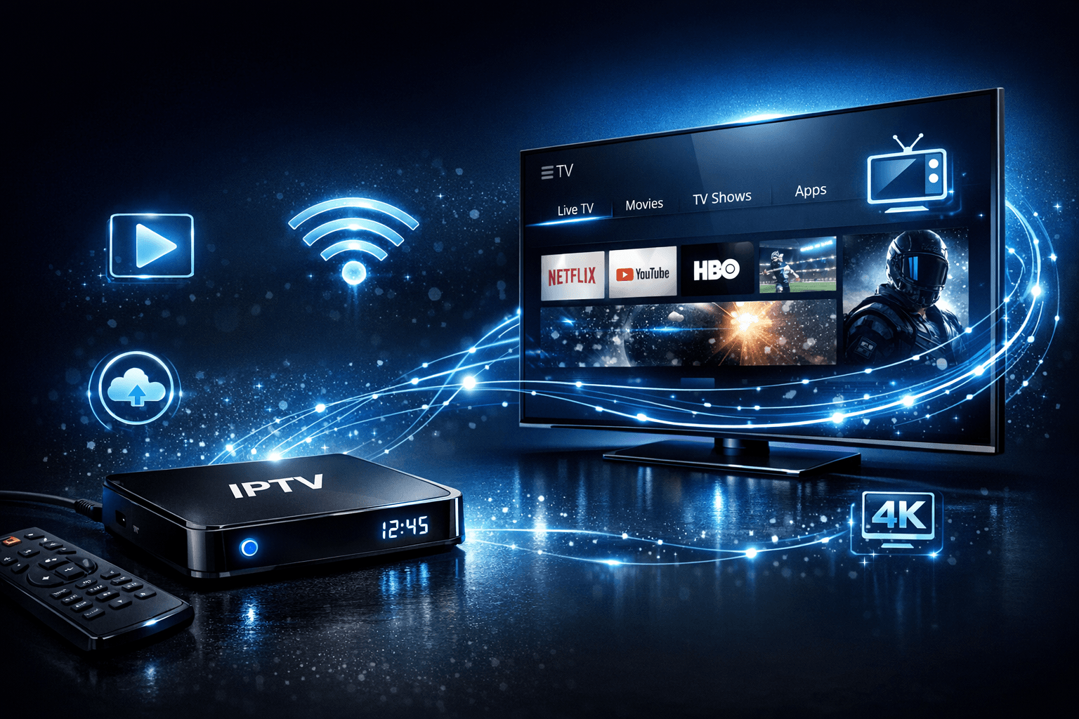 Smart TV and set-top box connected for IPTV streaming