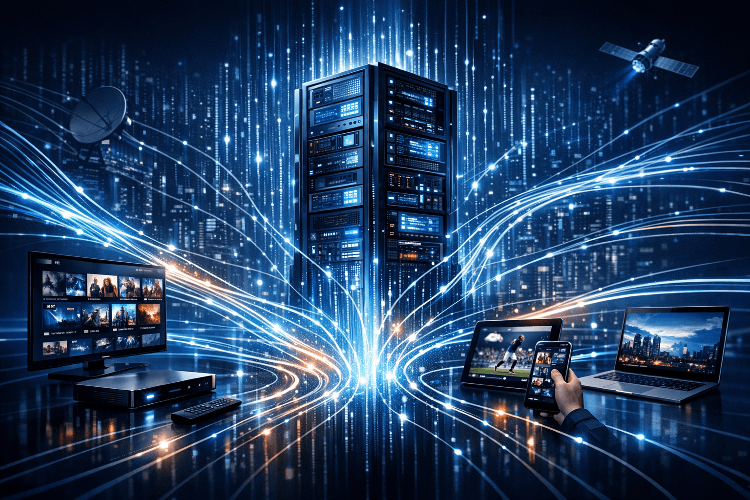 Diagram showing the structure of an Xtream Codes server URL for IPTV setup