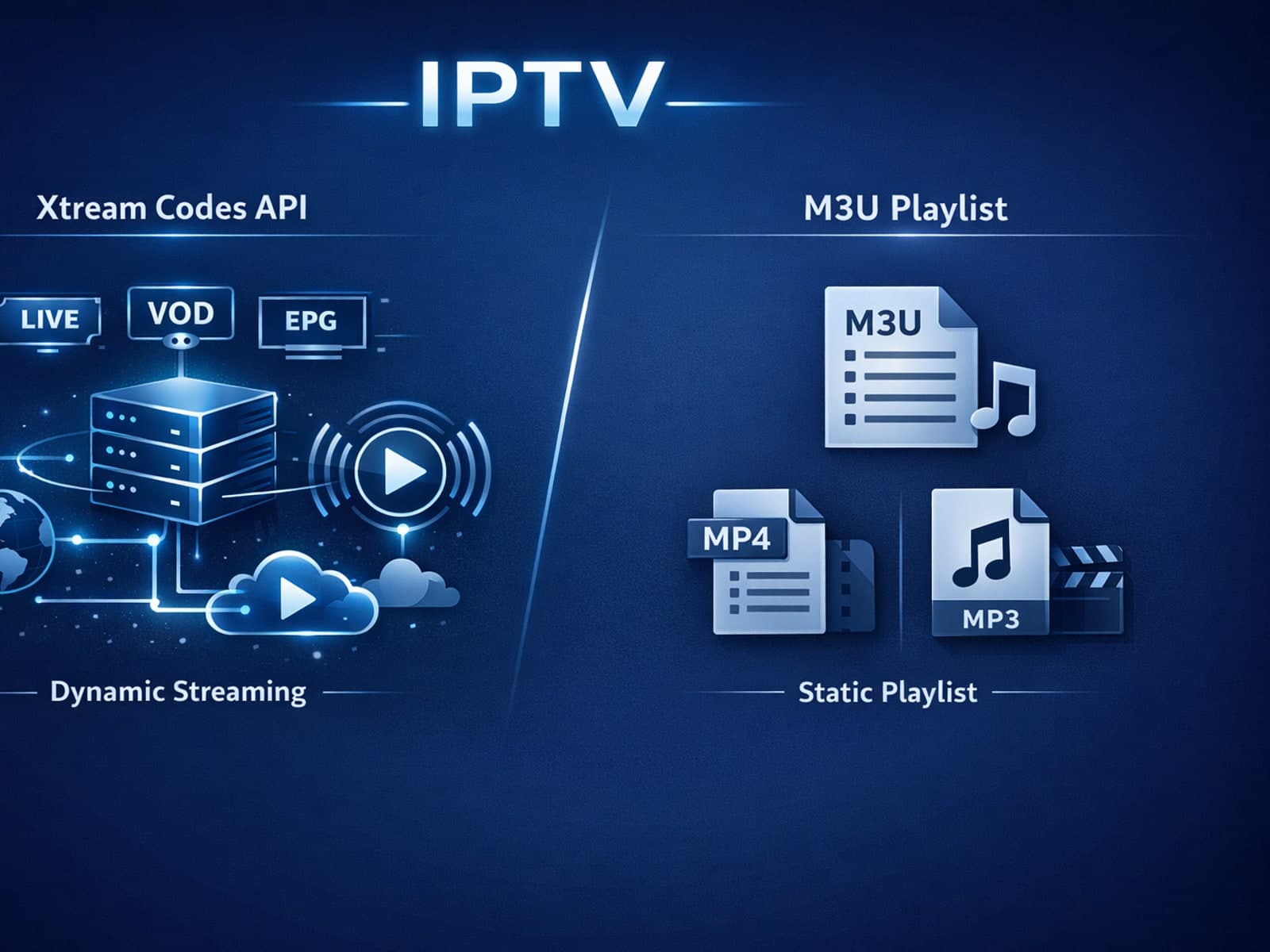 Comparison of IPTV streaming using Xtream Codes API versus M3U playlists