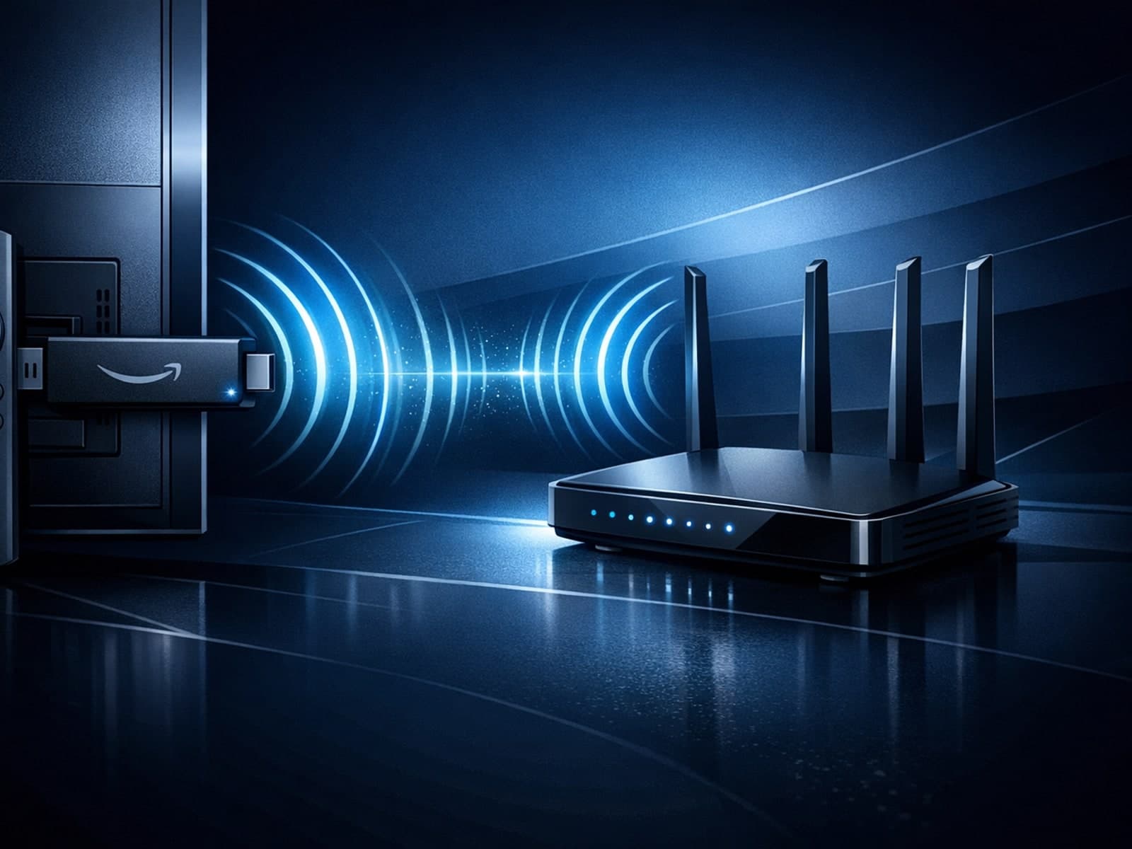 Fire TV Stick connected to WiFi for IPTV streaming showing optimal signal