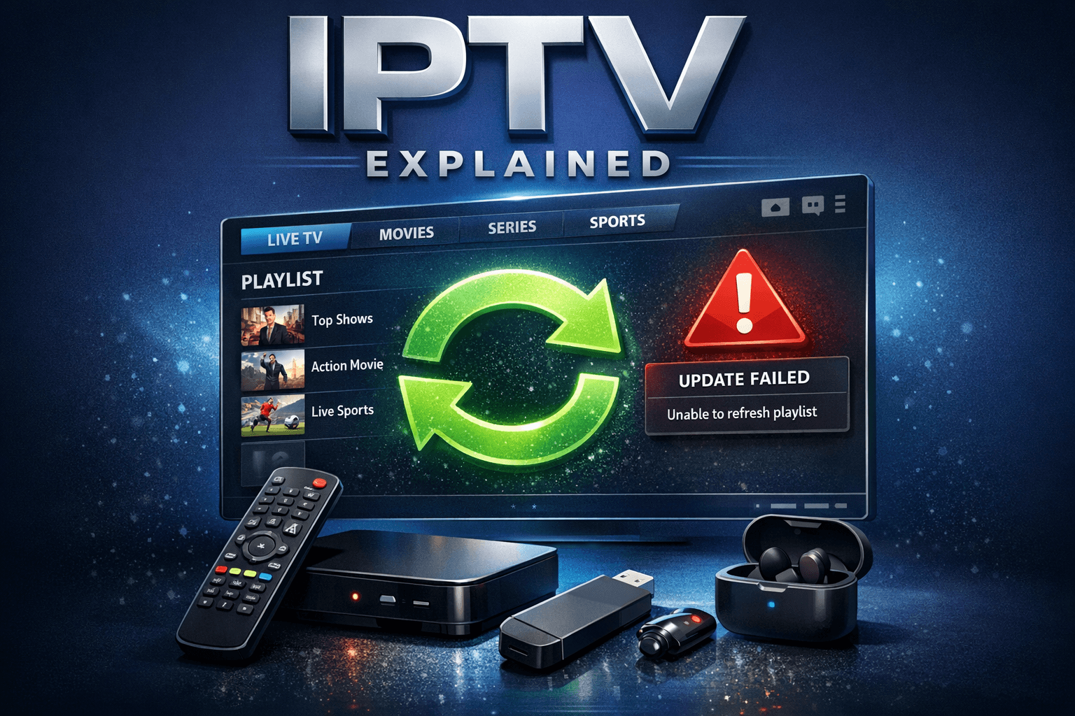 TiviMate app showing playlist refresh issue on streaming device