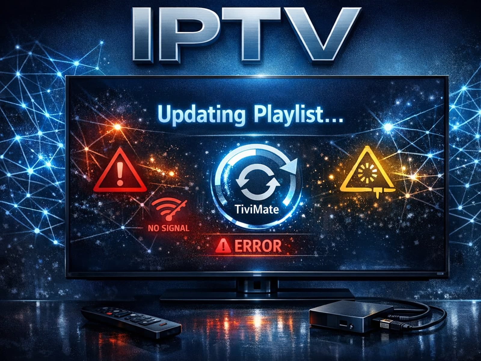 TiviMate app displaying a playlist refresh screen with a loading icon