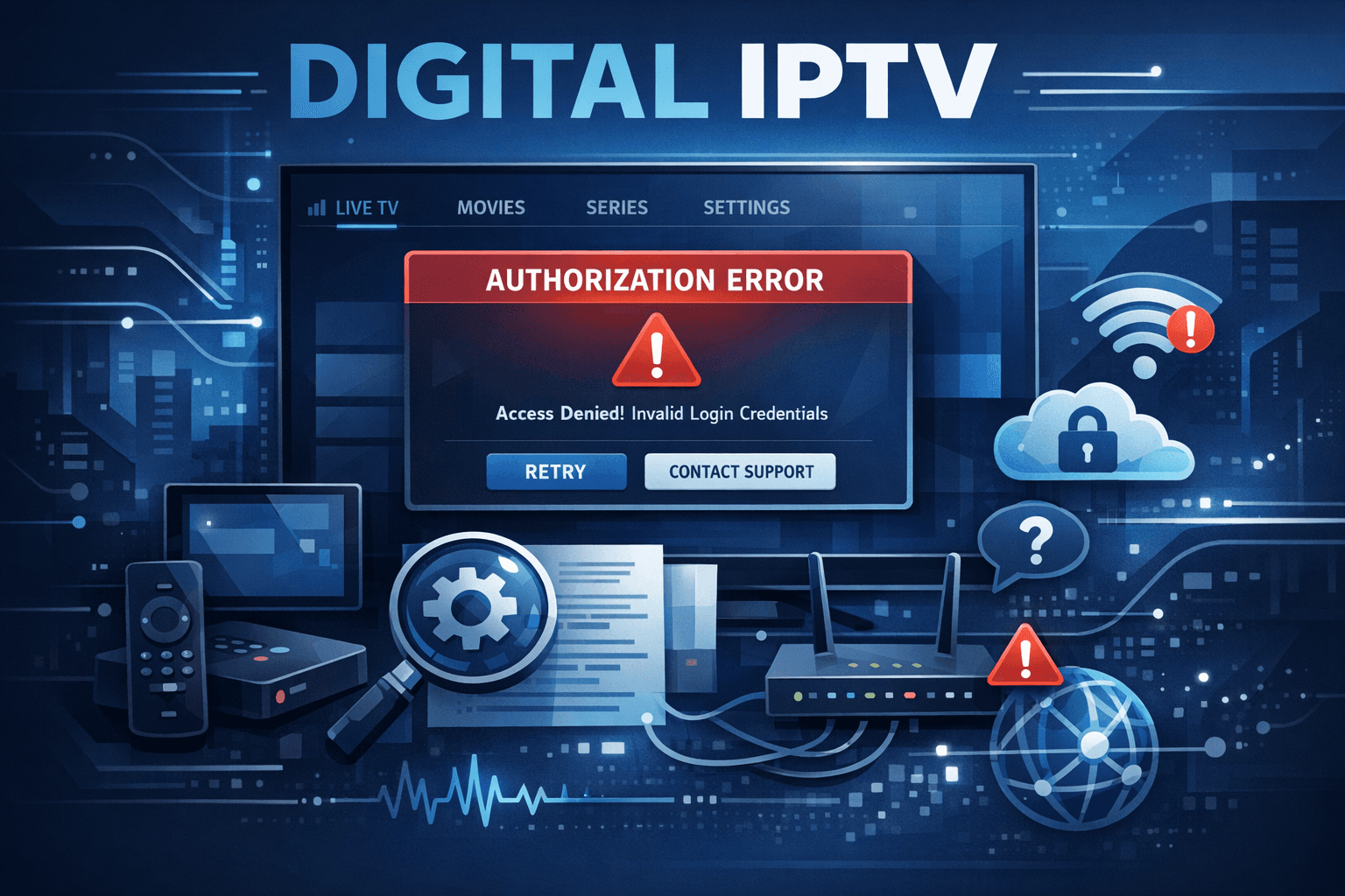 TiviMate app showing Xtream Codes authorization failed error message